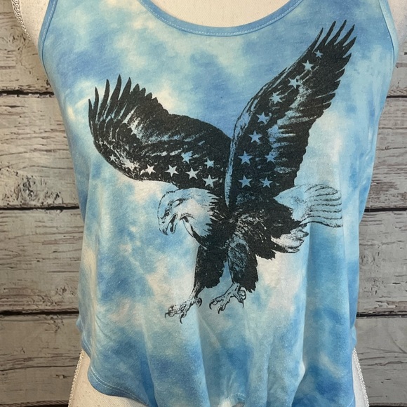 KIRRA Tank Top w Tied Bottom Eagle Print Blue Tie Dye-Medium - Picture 2 of 3